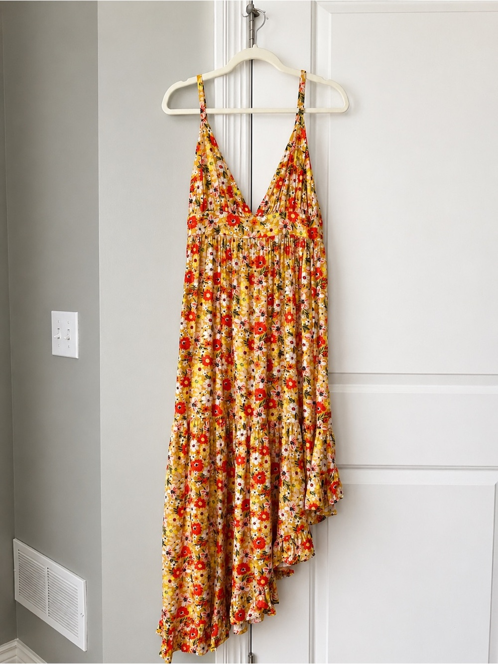 Arizona Floral Sundress XL • Boho Yellow Maxi Dress